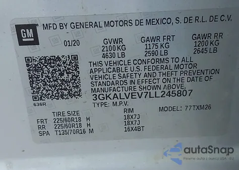 2020 GMC Terrain Awd Slt из США, поврежденный, VIN 3GKALVEV7LL245807